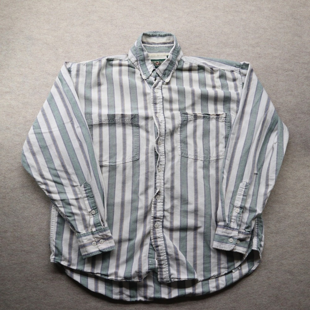 American Eagle Shirt Large Striped Vintage 90s Made in USA Cotton Button Down